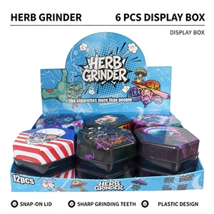Hot Smoking Accessories Tinplate Lids Plastic <b>Herb</b> <b>Grinder</b> Mixed Design Custom Logo Tobacco <b>Grinder</b> Crusher - Product Image 1