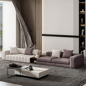 Set di Divani Minimalisti Moderni di Lusso Italiani per Soggiorno, Divano ad Angolo di Design di Alta Gamma in Velluto Personalizzabile - Product Image 1