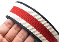 Sangle en coton écologique jacquard spirale chevrons bohème 1,5 po, motifs léopard/à rayures, bleu marine-rouge-ivoire, pour sacs de guitare DIY
