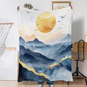 Couverture en flanelle imprimée assortie, couverture de sieste, couverture super douce lavable en machine pour la chaleur hivernale, impression personnalisée - Product Image 3