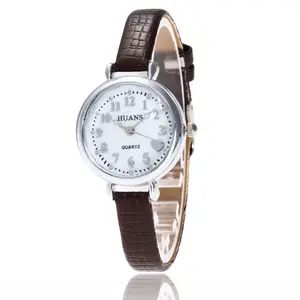 Relógio luxuoso feminino, fácil de ler numerais arábicos simples de quartzo relógios de pulso para mulheres pulseira de couro relógio digital