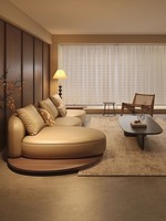 Module d'usine japonais Wabi-sabi combinaison cuir bois massif salon hôtel salon café multi-places table d'appoint canapé