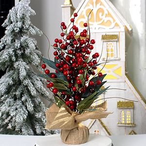Adorno Navideño de Frutos Rojos para Escritorio, Pequeño Árbol de Dinero Dongqing con Efecto Nevado, Decoración para Mesa de Año Nuevo - Product Image 2