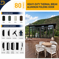 Puertas Plegables de Aluminio de Alta Resistencia con Rotura de Puente Térmico, Doble Acristalamiento Low-E, Puertas Bi-Plegables para Patio de Residencias de Lujo con Gran Apertura