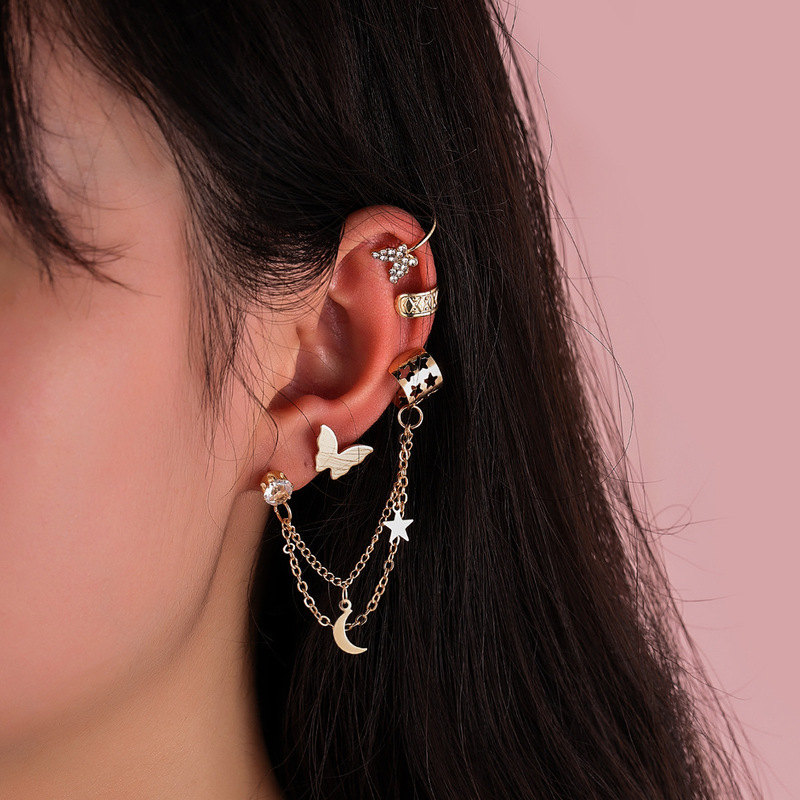 Beautiful Crystal Ear Cuffs Gold Plated