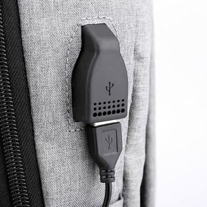 Men's Business Style Waterproof Oxford <b>Backpack</b> Large Capacity USB Charging Three-Piece School Junior High Computer Polyester - Product Image 4