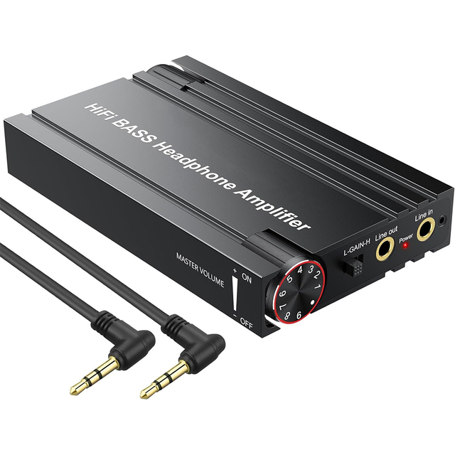 HiFi BASS Headphone Amplifier 16-600Ω Earphone Amp Rechargeable 3.5mm AUX Input Output With Volume Control for Phones Computers