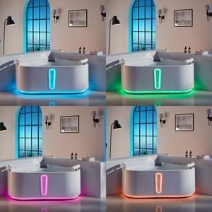 Nhà máy bán buôn bồn tắm acrylic hình tam giác, bồn tắm ngâm nước thác nước có đèn, vòi phun massage với chức năng tạo bọt massage - Product Image 6