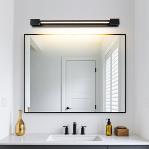 Modern Minimalist Aluminum LED Wall Lamp 3500K Warm White Rectangular Black Shade Dimmable Wall-Mounted for <b>Bathroom</b> - Product Image 5
