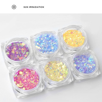 Paillettes photochromiques UV, paillettes hexagonales sensibles au soleil, poudre de paillettes changeant de couleur pour vernis à ongles UV, manucure, bricolage, décoration artisanale