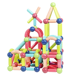 Brinquedos educativos magnéticos, crianças, aprendizagem, ímãs, brinquedos de construção, 64 peças, blocos de construção, varas