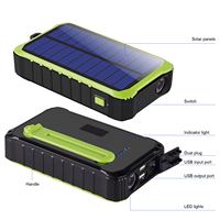 Alecter Solar Ultra Portable ABS 10000mAh Power Bank 1.5W Manivelle 1.2W Panneau Solaire Lampe LED 100LM Utilisation d'Urgence Extérieure