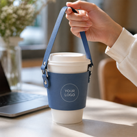 Manchon en cuir personnalisé pour tasses à café – Support portable haut de gamme en cuir écologique avec poignée et logo sur mesure