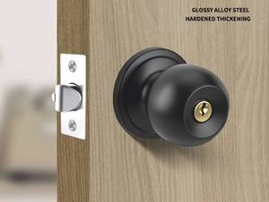 For Basics Exterior <strong>Door</strong> <strong>Knob</strong> with Lock Matte Black 1 Year Warranty - Product Image 4