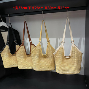 Straw <b>Tote</b> <b>Bag</b> <b>Summer</b> Bohemian Style Open Top Daily Use Large Capacity Shoulder <b>Bag</b> - Product Image 2
