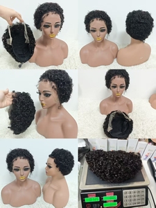 Letsfly 52.5$ Promotion 13x4 HD Lace Frontal Chioma Short Cut <b>Curly</b> <b>Wigs</b> With Baby Hair 100% Human Hair Natural Wholesale 120gra - Product Image 4