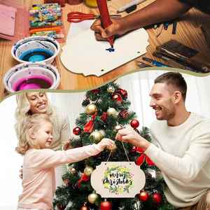 Factory Wholesale Eco-friendly DIY Children's Graffiti Blank Hanging <b>Wood</b> <b>Slices</b> Square Shape Christmas Custom Engraving Wooden - Product Image 2