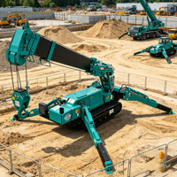 Grue araignée sur chenilles CE EPA EURO 3 tonnes à flèche télescopique et commande hydraulique à distance
