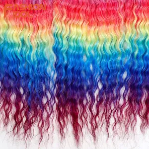 FASHION IDOL 300g 22 Inch Ariel Curl Hair Water Wave Twist Crochet Hair Synthetic Ombre Rainbow Color <b>Braiding</b> Hair Extensions - Product Image 6