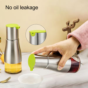 Bouteille d'huile en verre acier inoxydable, pour Sauce <span class=keywords><strong>vinaigre</strong></span>, cuisson du vin conteneur d'huile anti-fuite 350ML - Product Image 2