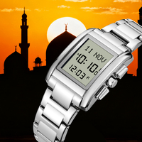 Jam Tangan Muslim Mewah dari Baja Tahan Karat dengan Alarm Adzan Fajr, Tahan Air, dan Pengatur Waktu Haji