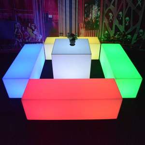 Tabouret de bar rectangulaire, lumière LED changeante de couleur, éclairage KTV, banc long RGB pour événements - Product Image 1