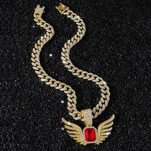 Collar de Alas Cuadradas con Pedrería Estilo Hiphop, Chapado en Oro y Plata, para Hombre, Joyería de Moda al por Mayor - Product Image 2