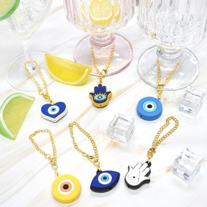 Wholesale Cute Cup Chains Evil Eyes Shape Accessories for Cup Straw Cover Charms Topper Glass Cup Pendant Accessories