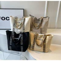 Sac fourre-tout en toile personnalisé pour femmes, noir et blanc, pliable, résistant, avec poche et fermeture éclair, impression de logo promotionnelle en gros