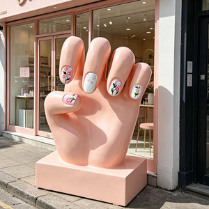 Sculpture géante personnalisée <span class=keywords><strong>en</strong></span> fibre de verre et résine <span class=keywords><strong>en</strong></span> forme de main, statue florale pour manucure, présentoir publicitaire pour salon de manucure, centre commercial, devanture de magasin - Product Image 6