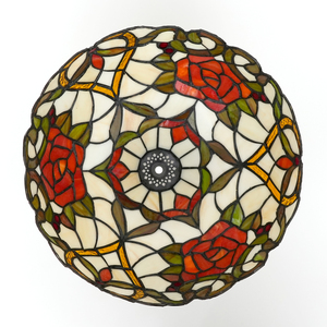 Phong cách lampshade thay thế, Rose kính màu đèn bóng râm, hoa màu đỏ, chỉ cho bảng đèn trần ánh sáng mặt dây chuyền, 12" - Product Image 6