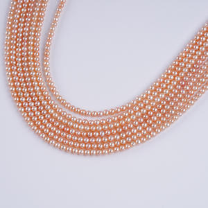 ไข่มุกน้ำจืดธรรมชาติจูจี้ ขนาด 3-4 มม. สีชมพู ทรงกลม เม็ดเดี่ยว สำหรับทำเครื่องประดับ DIY  สีขาวและสีอื่นๆ ขายส่ง - Product Image 4