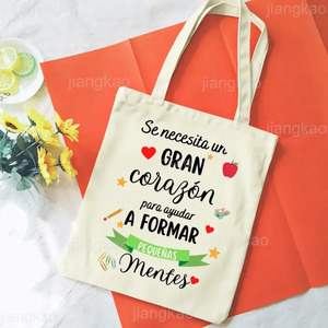 Bolso tote con cita para profesores <span class=keywords><strong>de</strong></span> español "Se requiere un gran corazón para moldear pequeñas mentes", bolso para educadores, mochila, para viajes y uso diario - Product Image 6