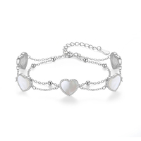 Pulsera de Moda para Mujer Dan Jewelry, Pulsera de Perlas con Corazón para Uso Diario, Regalo de Aniversario, Plata de Ley 925