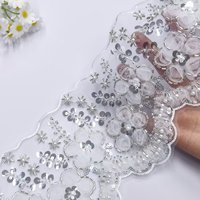 Bordure en dentelle à sequins vintage de 13 cm de large en polyester brodé pour robe Lolita, Hanfu, robe de soirée, jupe, accessoire de décoration de ourlet