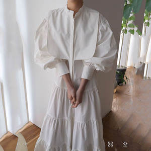 Vestido Coreano Elegante Retro de Primavera y Otoño para Mujer, Vestido Casual Holgado con Mangas Farol y Manga Larga - Product Image 2