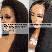 Wig rambut keriting lurus Kinky 4C Wig rambut bayi lurus Yaki 13x4 HD Wig renda Frontal rambut manusia Wig depan renda transparan