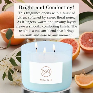 Triple Wick <strong>Citrus</strong> Vanilla Scented <strong>Candle</strong> 15.8oz Eco Soy Blend Mood Boosting Home Aromatherapy &amp; Long Lasting Uplifting Gifts - Product Image 6