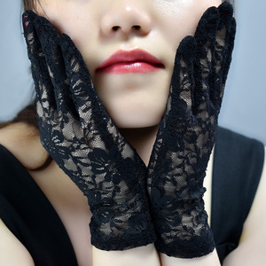 Vente en gros directe d'usine Gants en dentelle jacquard à fleurs noires Gants de mariage pour femmes, décoration de fête, de festival et de vacances - Product Image 2