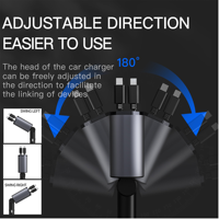 Chargeurs IBD 4 en 1 Câbles rétractables de voiture et Port Usb c PD 12v Charge rapide 60w 100W 120W Chargeur de voiture pour téléphone iPhone