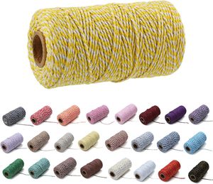 OKAY <span class=keywords><strong>109</strong></span> Yards 2mm Cordon en Coton Coloré pour Bricolage, Corde de Boulanger pour Emballage Cadeau, Noël, Mariage, Décoration Intérieure - Product Image 1