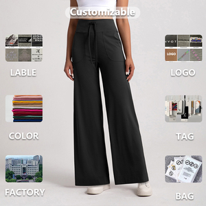 Pantalon de sport taille haute XW-CK055 pour femme, coupe ample, jambe large, personnalisable avec logo, idéal pour le yoga, le fitness et les activités de plein air, grandes tailles disponibles - Product Image 6