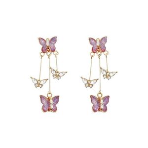 High Quality Butterfly Tassel Style <b>Earrings</b> for Women <b>Post</b> Long Butterfly Drop <b>Earrings</b> Jewelry - Product Image 4