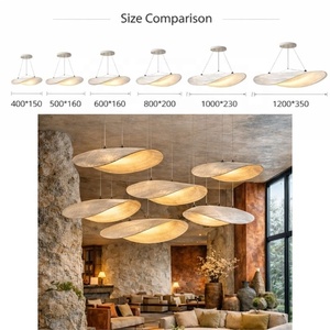 Suspension Wabi Sabi avec abat-jour en soie, éclairage doux, luminaire commercial minimaliste pour restaurant, salle d'attente, réception - Product Image 2