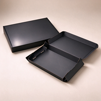 Boîte cadeau pliable noire avec logo personnalisé pour bijoux, cosmétiques et emballages de marques de détail, petite entreprise, boîte à plat