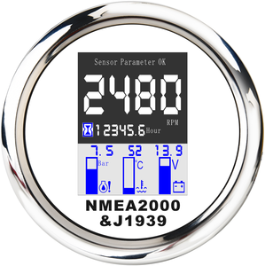 NMEA 2000 85mm dijital siyah yüz <span class=keywords><strong>LCD</strong></span> ekran çok fonksiyonlu voltaj yağ basınç göstergesi bar <span class=keywords><strong>boost</strong></span> ölçer - Product Image 2