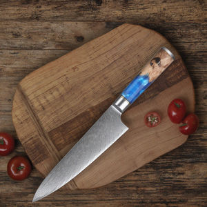 طقم سكاكين مطبخ كلاسيكي 67 طبقة، 6-7.9 بوصة، فولاذ دمشقي كامل التانغ بقلب VG10، سكين شيف للطهاة، مصنوع من الراتنج الأزرق، مناسب لليد اليمنى واليسرى - Product Image 3