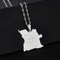 Collier en acier inoxydable avec pendentif mode drapeau national, motif carte du monde multicolore, série cartes nationales, cadeau souvenir