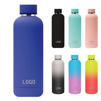 Botella de Agua Aislada al Vacío de Acero Inoxidable de 500 ml con Logotipo Personalizado al por Mayor, Taza Deportiva Minimalista de Color Sólido