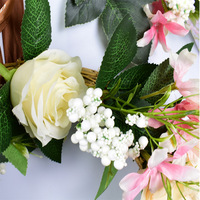 Couronne de porte d'entrée 1 pièce, fleurs en soie de haute qualité, durables, décoratives pour Noël et mariage, à suspendre